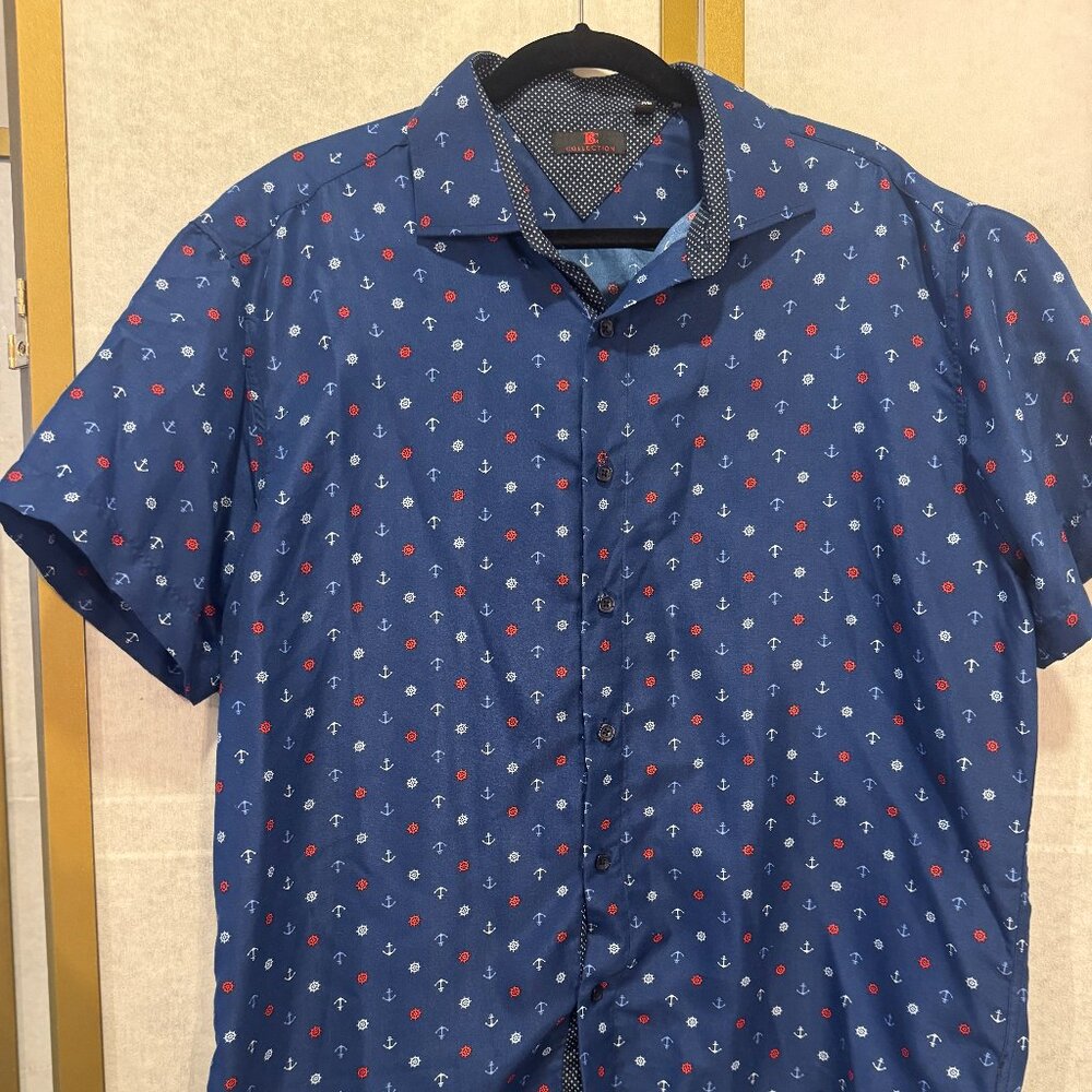 BC Collection Mens Button Up XL Sailor Shirt